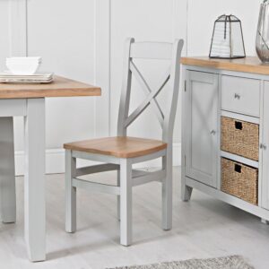 Elkin Cross Back Wooden Dining Chair In Oak And Grey