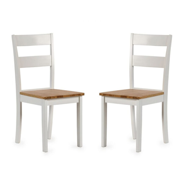 Lamar Light Oak And White Wooden Dining Chairs In Pair