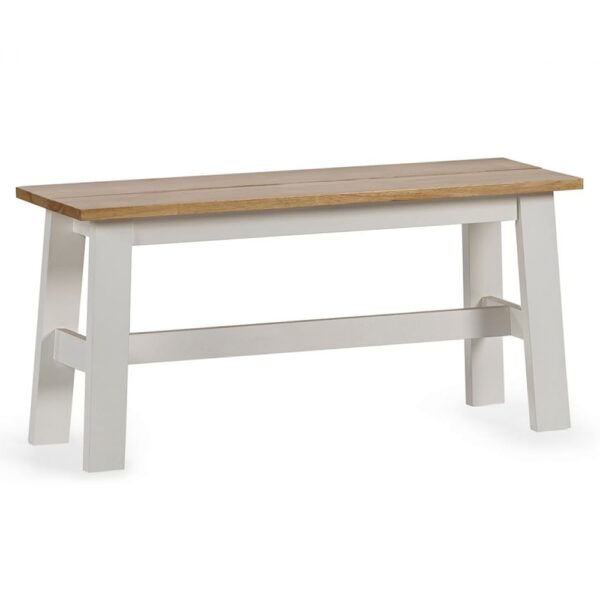 Lamar Wooden Dining Bench In Light Oak And White