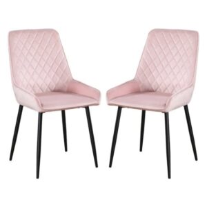 Avah Baby Pink Velvet Dining Chairs In Pair