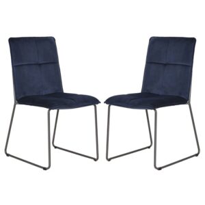 Sorani Blush Velvet Dining Chairs With Metal Legs In Pair