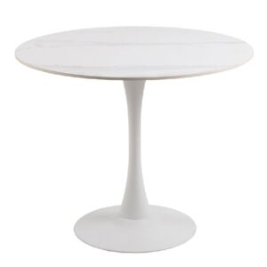 Malone Ceramic Dining Table Round In White