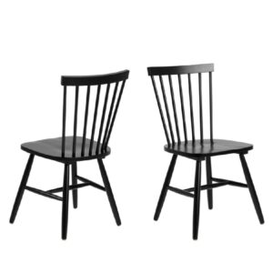 Rexford Black Wooden Dining Chairs In Pair