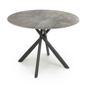 Accro Grey Glass Top Dining Table With Metal Black Legs