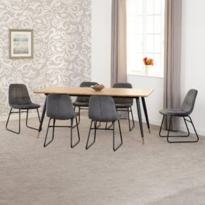 Hanover Oak Wooden Dining Table With 6 Lyster Grey Chairs