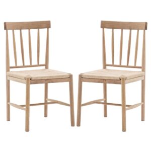 Elvira Natural Wooden Dining Chairs With Rope Seat In Pair