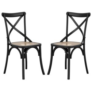 Flint Black Wooden Dining Chairs In Pair