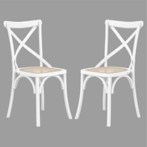 Flint White Wooden Dining Chairs In Pair