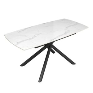 Gardiner Ceramic Extending Dining Table In Gloss White