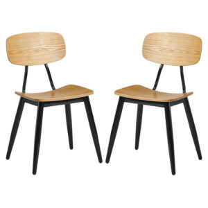 Jona Ply Oak Wooden Dining Chairs In Pair