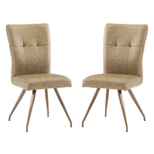 Kalista Taupe Faux Leather Dining Chairs In Pair