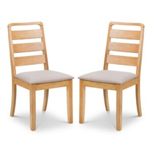 Liliya Waxed Oak Wooden Dining Chairs In Pair