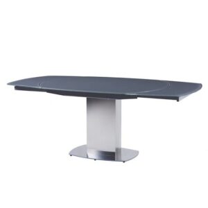 Oakmere Grey Glass Extending Dining Table With Steel Base