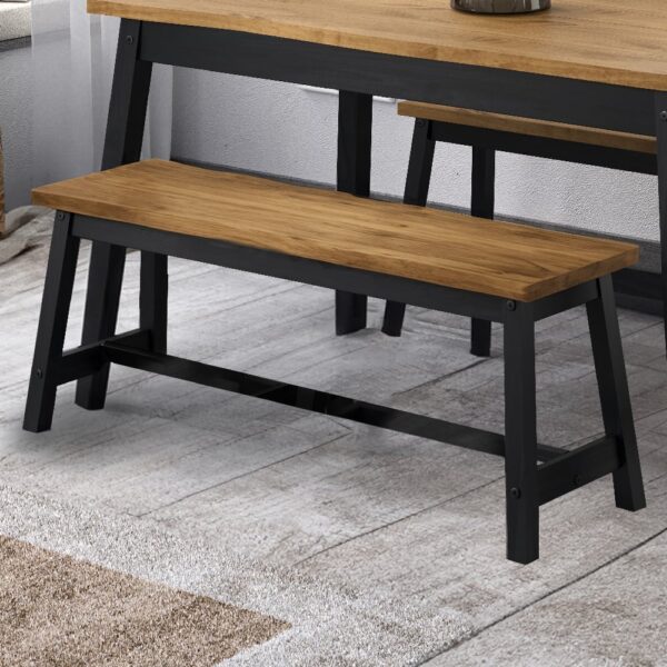 Consett Wooden Rectangular Dining Bench In Black And Oak