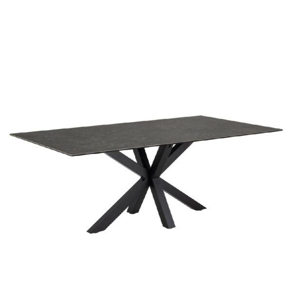 Hebron Ceramic Dining Table With Metal Base In Black