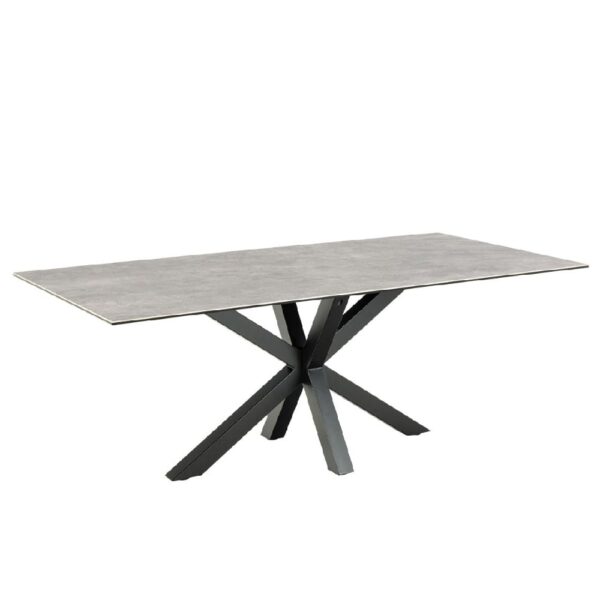 Hebron Ceramic Dining Table With Metal Base In Grey