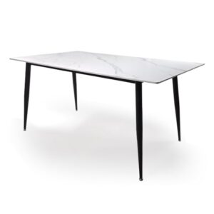 Modico Ceramic Dining Table 1.6m In White Marble Effect