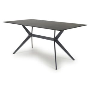 Tarsus Large Ceramic Dining Table With Metal Legs In Black