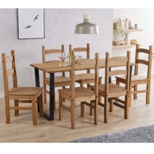 Tilston Wooden Large Dining Table With 6 Chairs In Oak