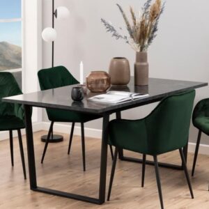 Altoona Wooden Dining Table Rectangular In Black Marble Effect