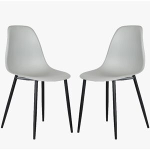 Arta Curve Light Grey Plastic Seat Dining Chairs In Pair