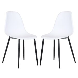 Arta Curve White Plastic Seat Dining Chairs In Pair