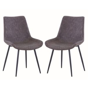 Imperia Dark Brown Fabric Upholstered Dining Chairs In A Pair