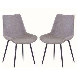 Imperia Light Grey Fabric Upholstered Dining Chairs In A Pair