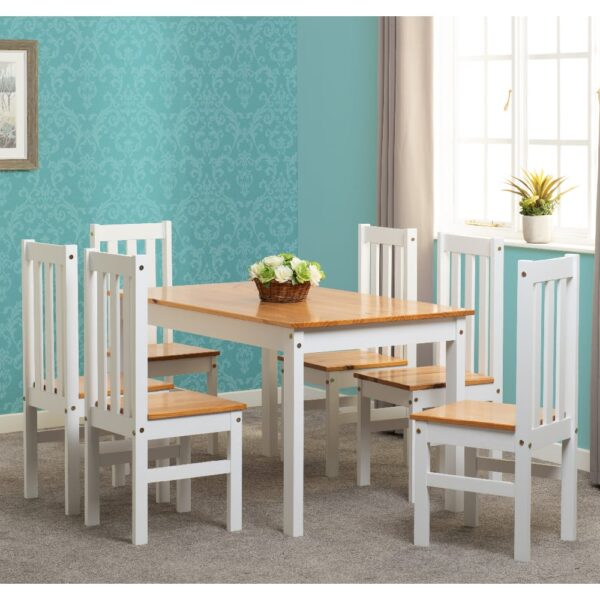 Ladkro Wooden Dining Table With 6 Chairs In White And Oak