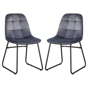 Lyster Grey Velvet Dining Chairs In A Pair