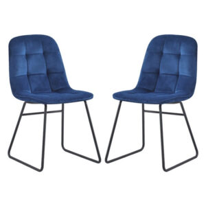 Lyster Sapphire Blue Velvet Dining Chairs In A Pair