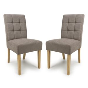 Mendoza Light Brown Fabric Dining Chairs With Natural Legs In Pair