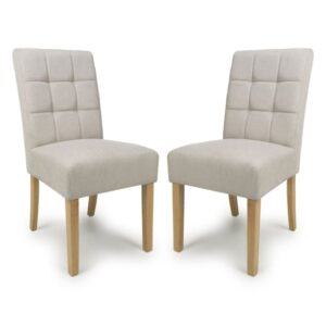 Mendoza Natural Fabric Dining Chairs With Natural Legs In Pair