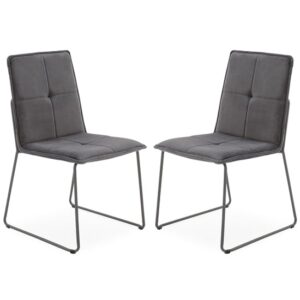 Sorani Grey Velvet Dining Chairs With Metal Legs In Pair