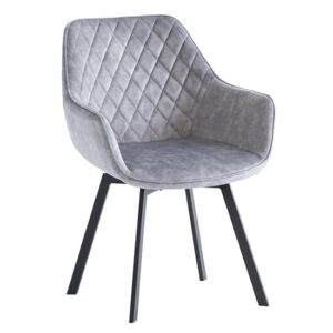 Viha Swivel Velvet Dining Chair In Silver