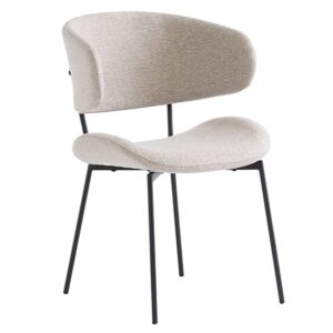 Wera Fabric Dining Chair In Linen With Black Legs