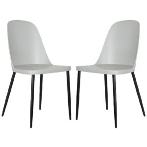 Arta Duo Light Grey Plastic Seat Dining Chairs In Pair