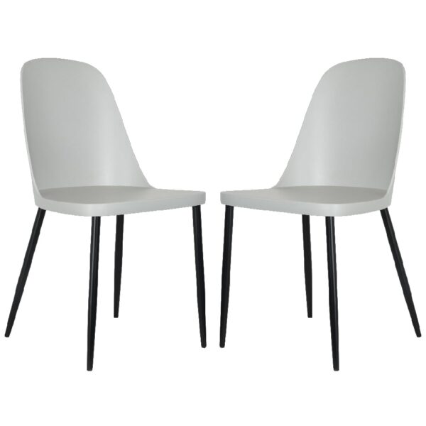 Arta Duo Light Grey Plastic Seat Dining Chairs In Pair