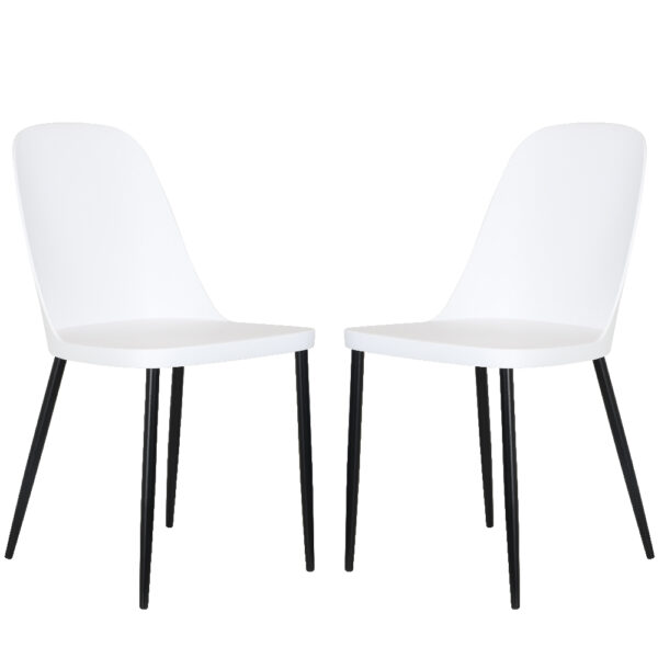 Arta Duo White Plastic Seat Dining Chairs In Pair