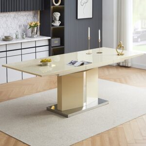 Belmonte High Gloss Extending Dining Table Large In Cream