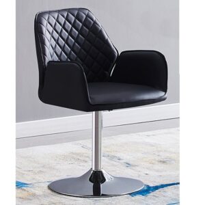 Bucketeer Faux Leather Dining Chair In Black With Swivel Action