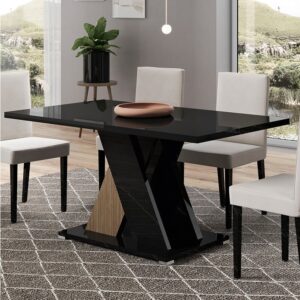 Enna High Gloss Dining Table Rectangular Large In Black