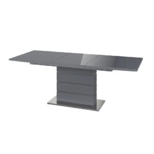 Macon High Gloss Butterfly Extending Dining Table In Grey