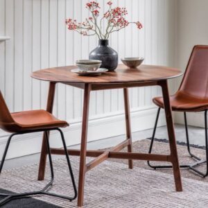 Madrina Wooden Round Dining Table In Walnut