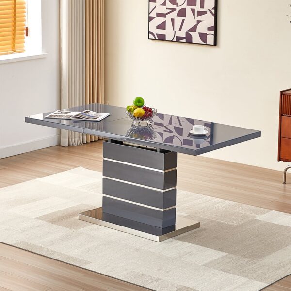 Parini Extending High Gloss Dining Table In Grey With Glass Top