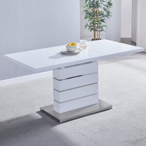 Parini Small Extending High Gloss Dining Table In White