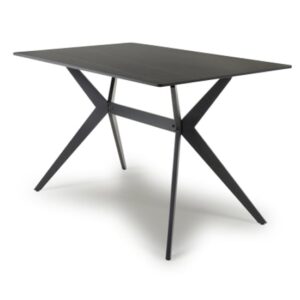 Tarsus Small Ceramic Dining Table With Metal Legs In Black